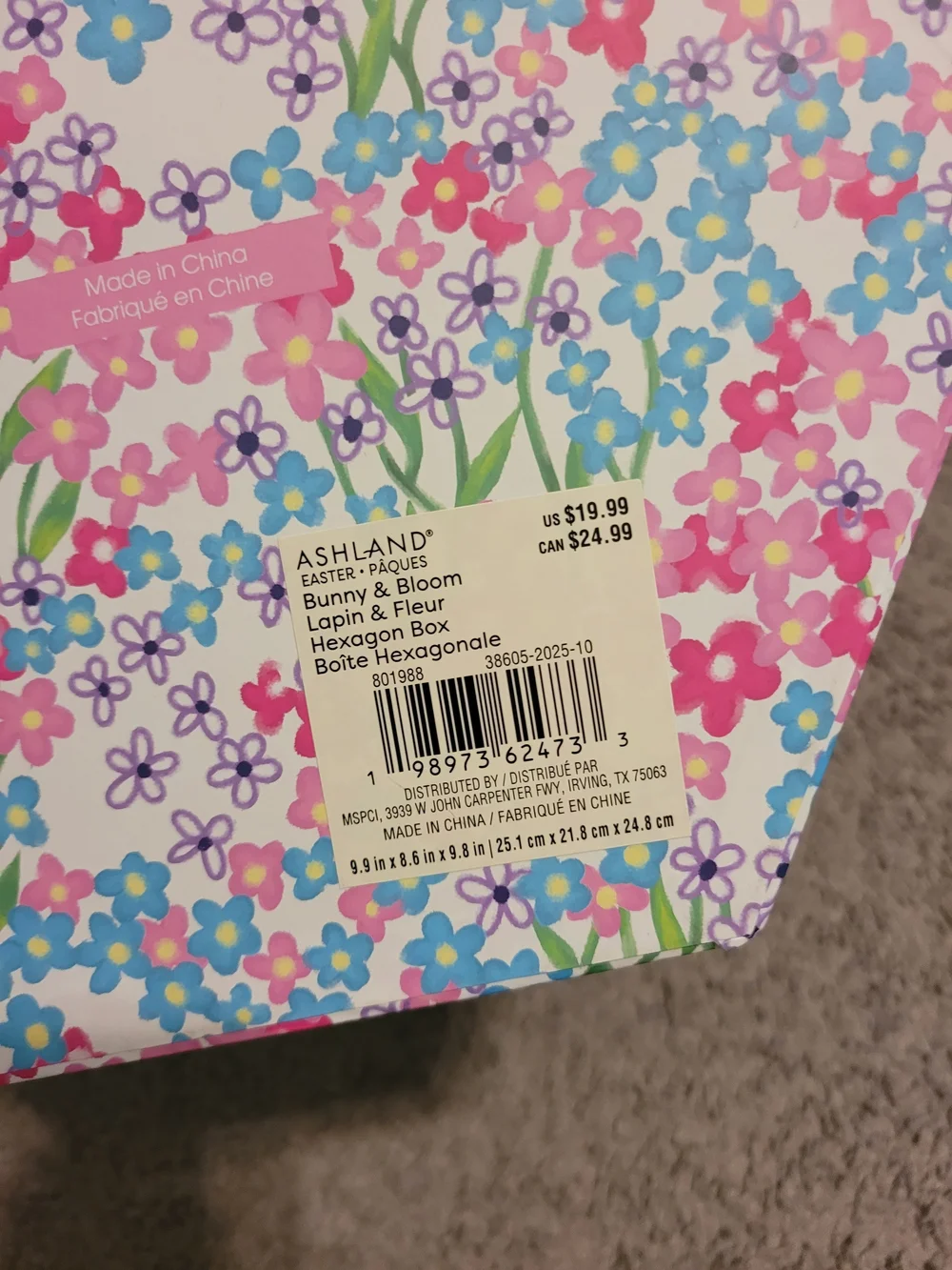 Ashland Hexagonal Floral Storage Box in Pink